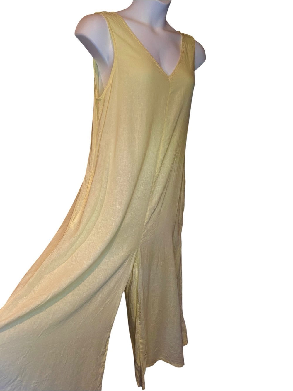 Calypso St Barth Jumpsuit Womens Size XL Yellow Wide Leg V-Neck Sleeveless - Picture 2 of 10